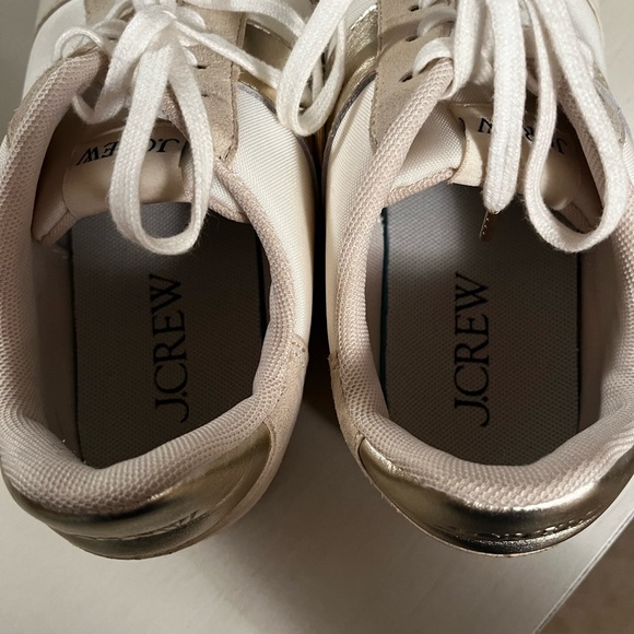 J. Crew Cream and Metallic Trainers Sneakers with Retro Design Size 10 - Picture 5 of 10